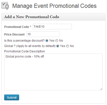 Promotional Code