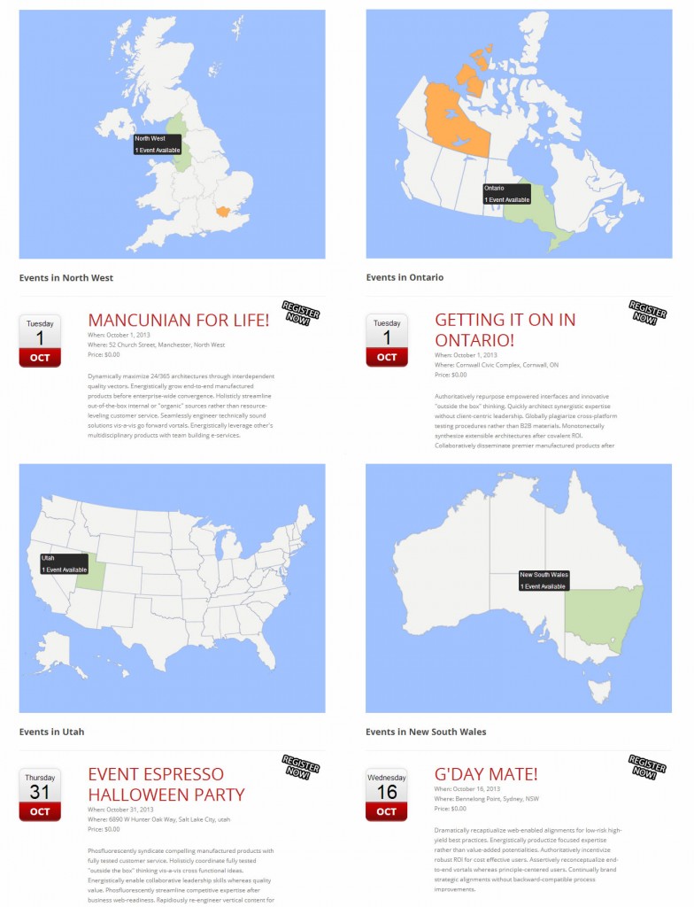 Vector Maps Event List Custom Template