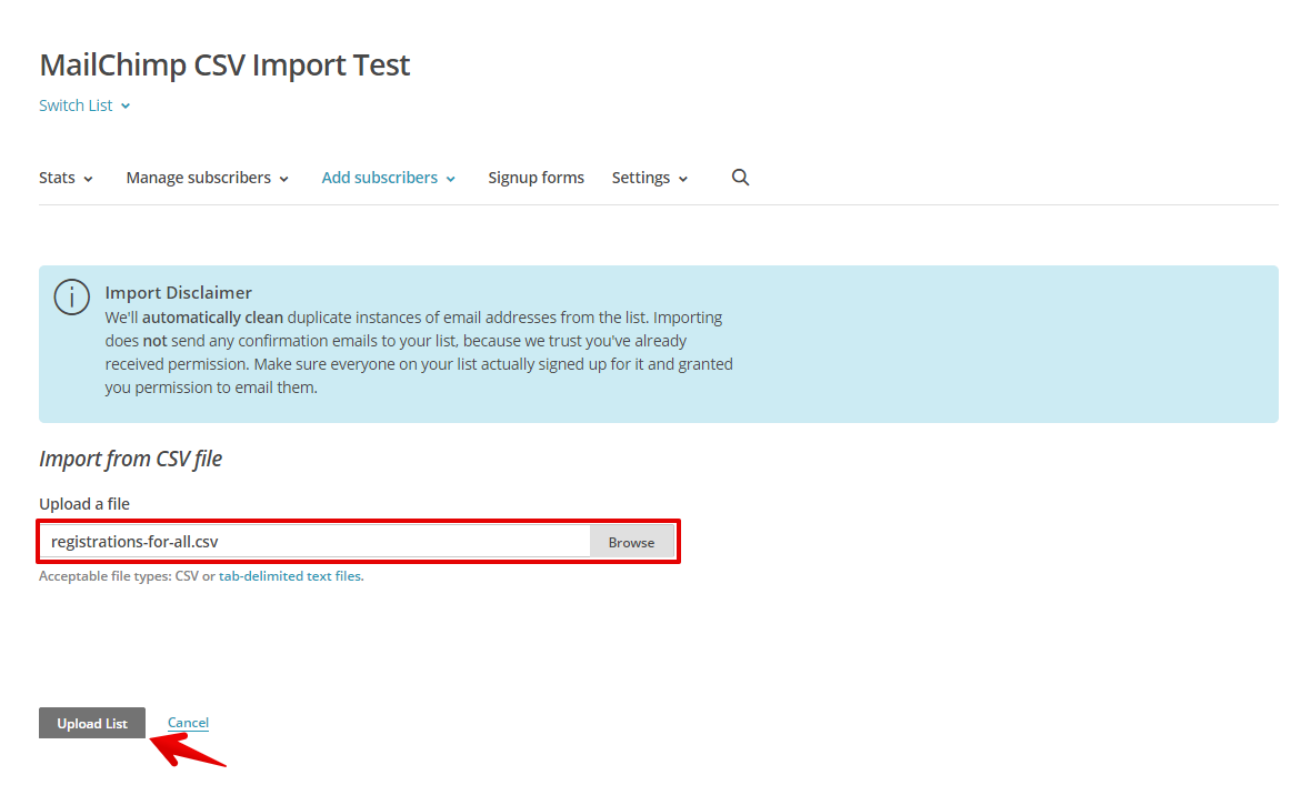 Mailchimp Import Csv Template