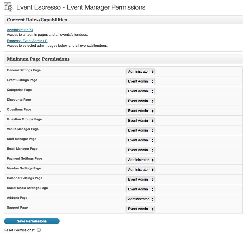 Event Manager Permissions