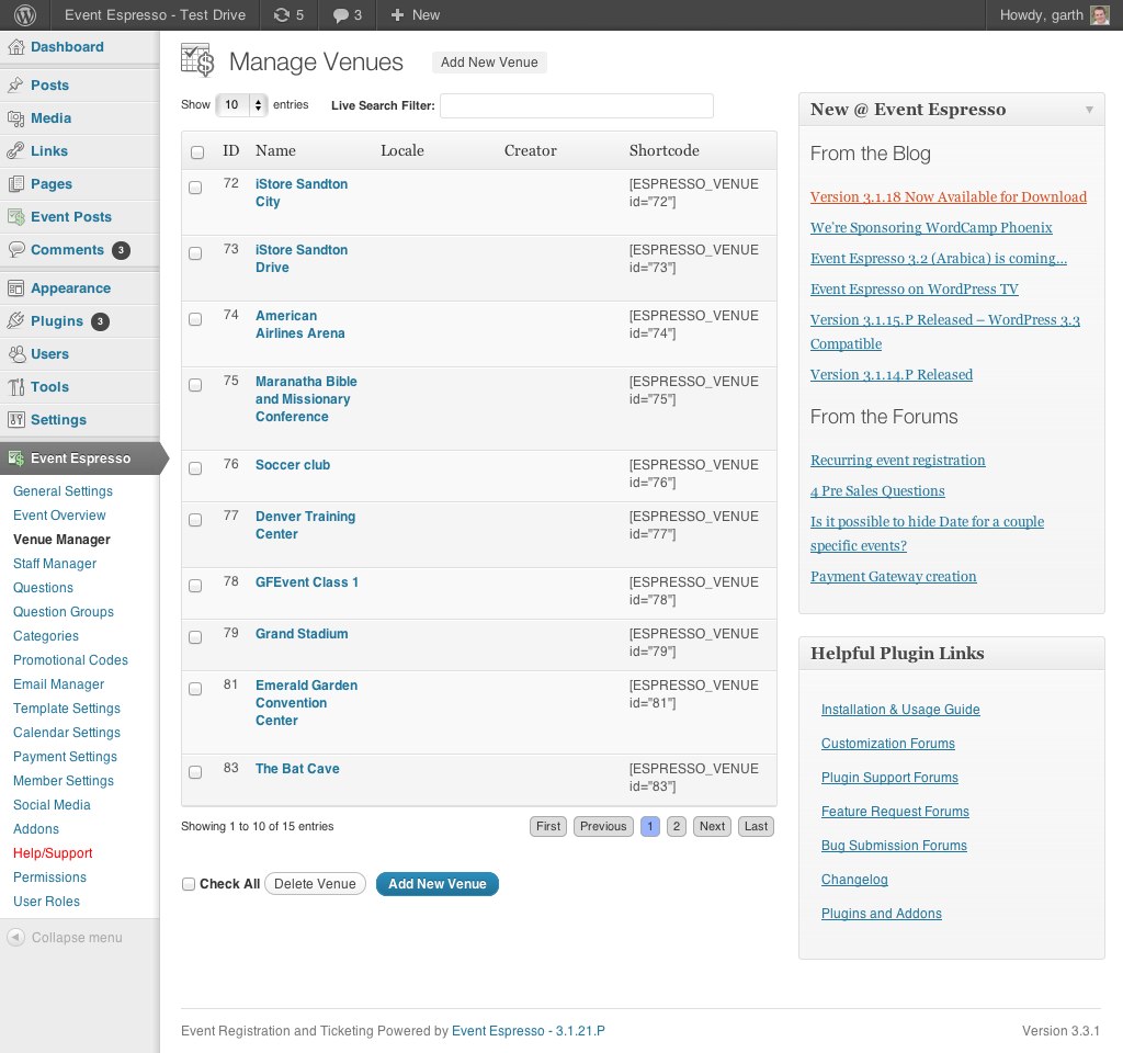 Venue Manager Event Espresso WordPress Event Registration Calendar 