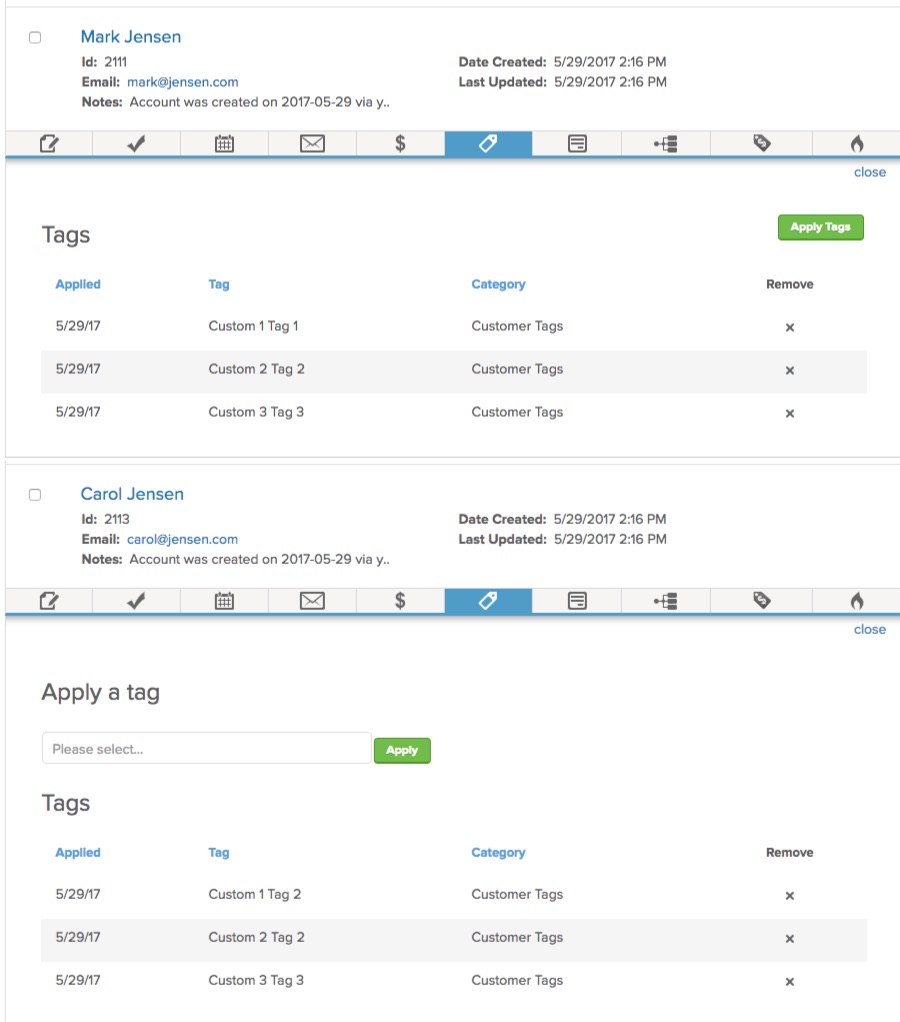 Infusionsoft Integration Multiple Tags