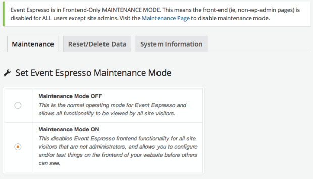 Front-end Maintenance Mode