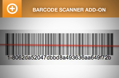 orange mobile phone or smartphone with barcode, qr code scanning