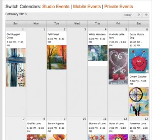 paint & wine party calendar