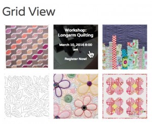 Grid view of quilt retreat events