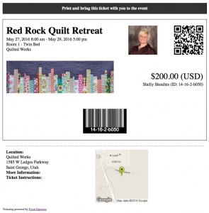 customizable quilt retreat ticket