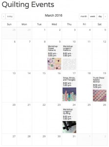 Calendar of quilting events