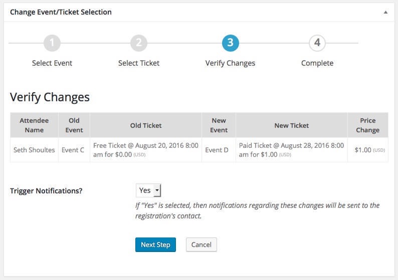 Confirm the changes with the attendee mover