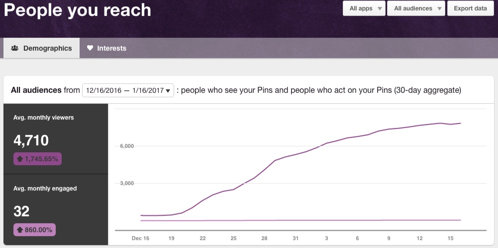 Pinterest analytics -- people you reach - demographics