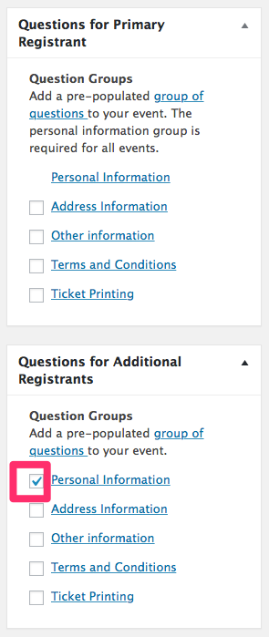 Questions for Addtional Registrants