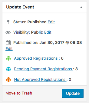 update event espresso registration status