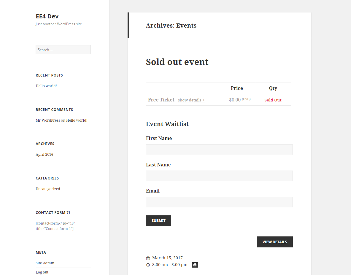 Using Ninja Forms to create wait lists for your events