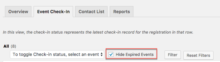 check-in expired events event espresso