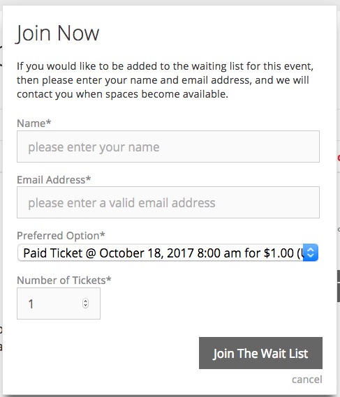 Wait lists sign up form for WordPress