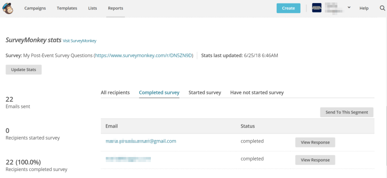 MailChimp SurveyMonkey Stats